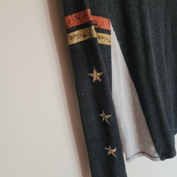 Harley Davidson Gray Thermal Long Sleeve Shirt Stars Stars Pearl Snap Womens XL - Picture 2 of 16